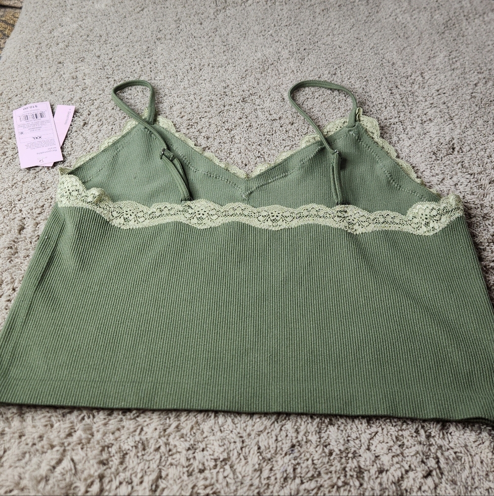 Women's Lace Trim Seamless Tank Top - Wild Fable Green XXL - Picture 6 of 12